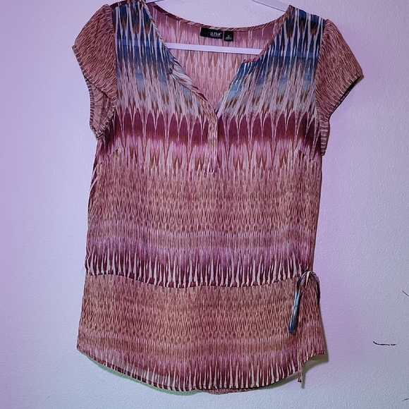 a.n.a Women's Pink and Blue Patterned Blouse - Picture 1 of 3
